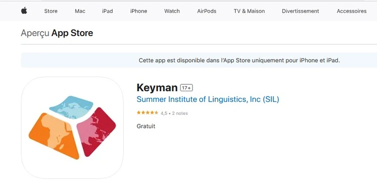 keyman pour iPhone dans l'App Store de Apple